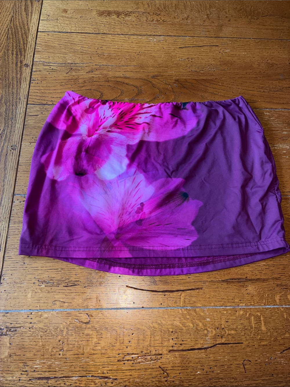 White Fox Boutique Pink Purple Floral Stretch Mini Skirt
